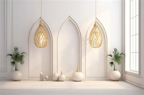 Premium Photo | White islamic architecture on a white background with ...