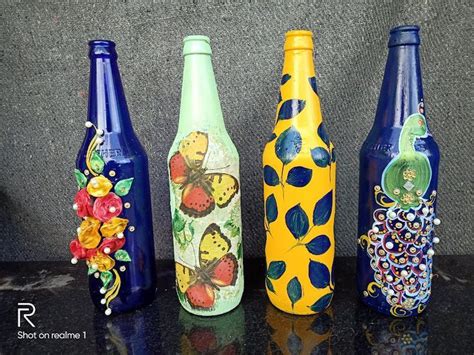 4 Easy glass bottle painting ideas for beginners| #glassbottlepainting ...