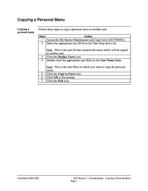 Fillable Online Copying A Personal Menu Fax Email Print PdfFiller