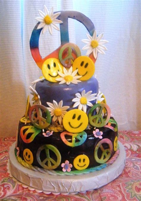 Pin by Nikki Jordan on Birthday Cakes | Hippie cake, Peace cake, Peace ...