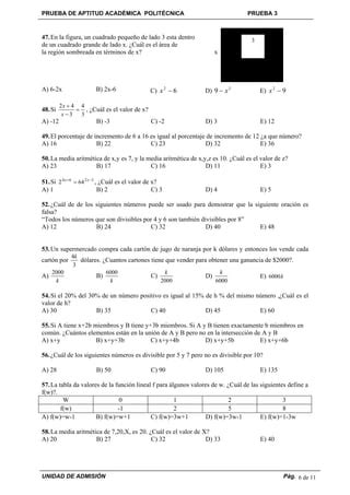 Prueba de aptitud académica Politécnica 3 Espol PDF