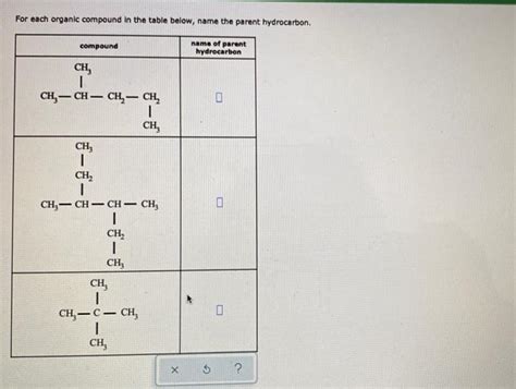 Solved For Each Organic Compound In The Table Below Name Chegg