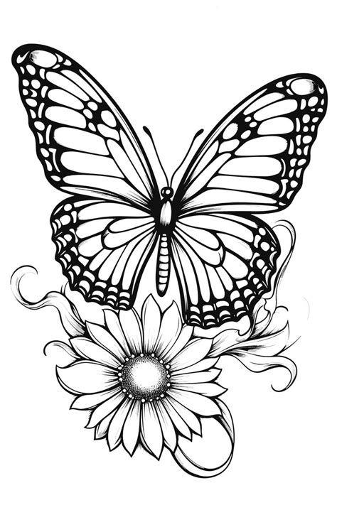 30 Floral Butterfly Coloring Book Printable Flower Butterflies