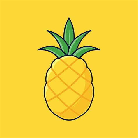 Pineapple Fruit Cartoon Vector Icon Illustration Food Fruit Icon Concept Isolated Premium