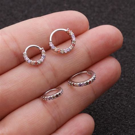 1pc 6mm 8mm 10mm Cz Helix Cartilage Hoop Earring Nose Ring Stainless