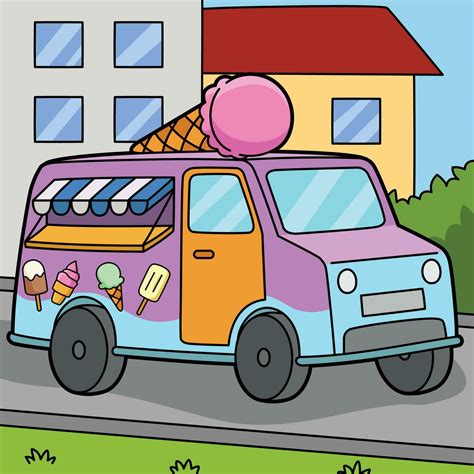 Ice Cream Truck Colored Cartoon Illustration 34328897 Vector Art at ...