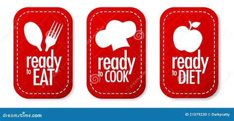 Ready To Eat And Diet Stickers Set Vector Illustration | CartoonDealer.com #19848170