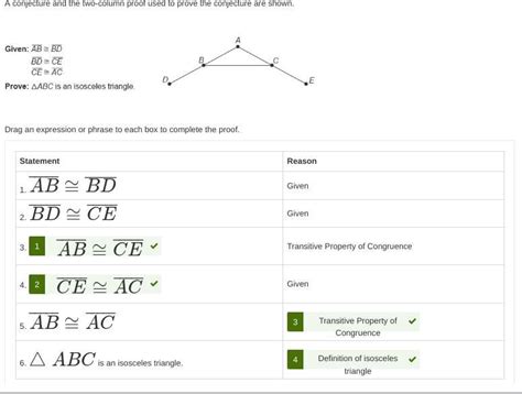 A Conjecture And The Two Column Proof Used To Prove The Conjecture Are