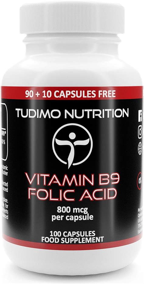 Vitamin B9 Folsäure 800 mcg Kapseln 100 Hochdosiert 3 Monatsvorrat