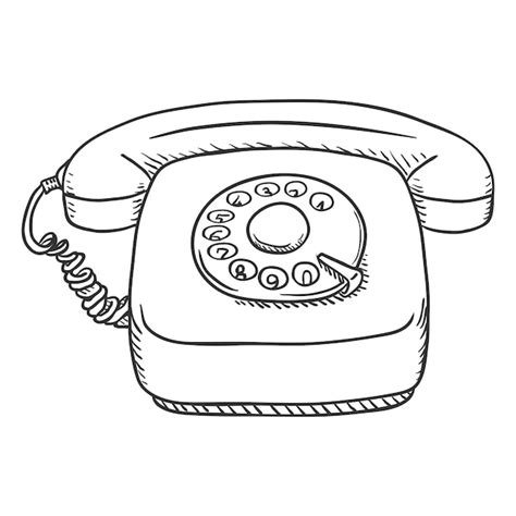 Premium Vector | Vector Sketch Rotary Retro Phone