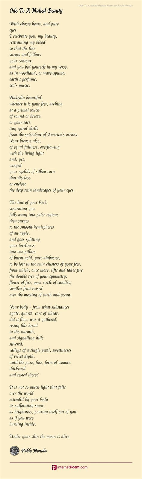 Ode To A Naked Beauty Poem By Pablo Neruda