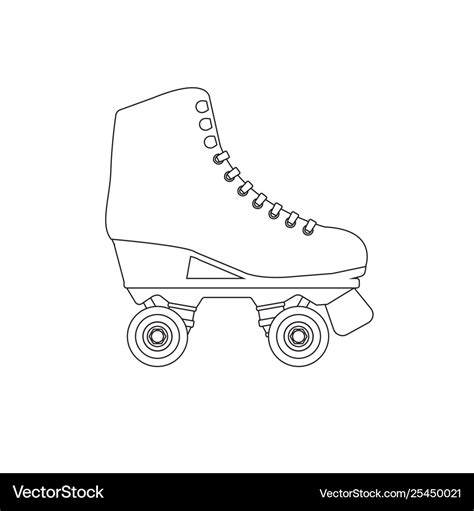 Flat line contour drawn roller skate Royalty Free Vector