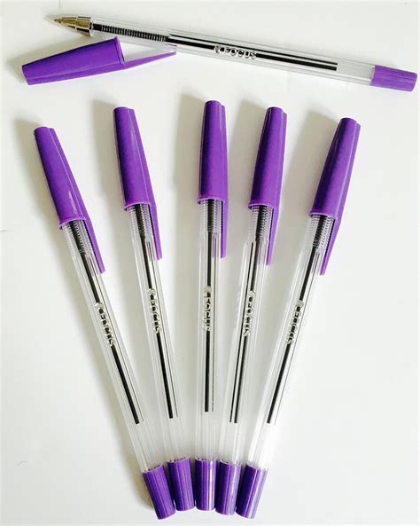 20 Purple Ballpoint Pens Medium Point 10 Mm Purple Pack Of 20