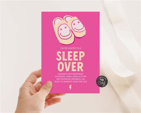 Editable Slumber Party Sleepover Invitation Pajama Party Etsy