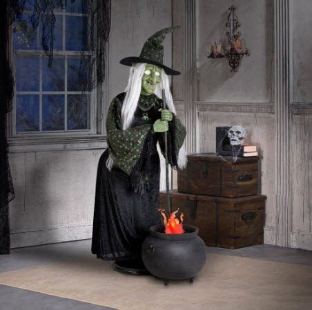 Life Size Witch With Flaming Cauldron G Gemmy Halloween Props