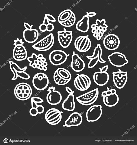 Fruits Icons In A Circular Shape Stock Vector Image By Mariabo2015