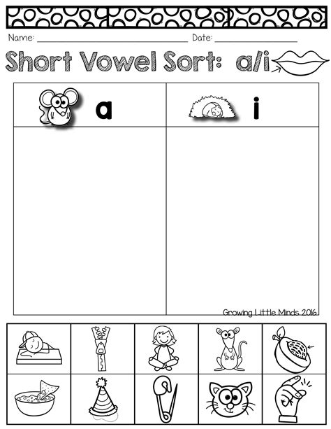 Short Vowel Word Sort