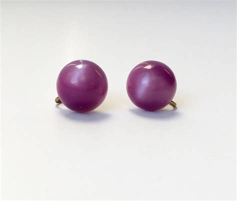 Vintage Violet Moonglow Lucite Screw Back Earrings Etsy Canada Moon Glow Etsy Earrings