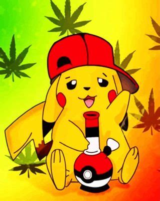 Pikachu Smoking Weed Paint By Numbers - Numeral Paint Kit