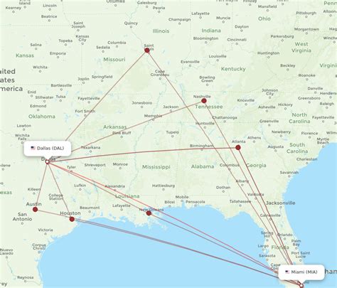 All Flight Routes From Miami To Dallas Mia To Dal Flight Routes