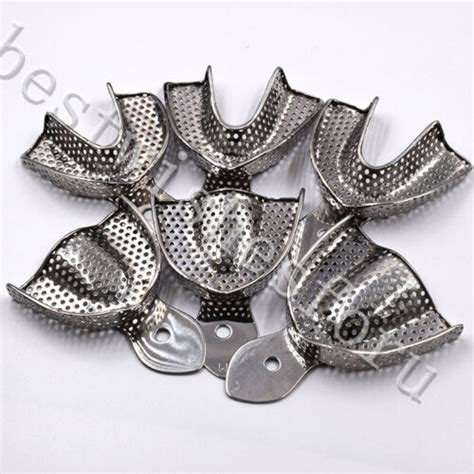 6pcs Pack Dental Autoclavable Metal Impression Trays Stainless Steel