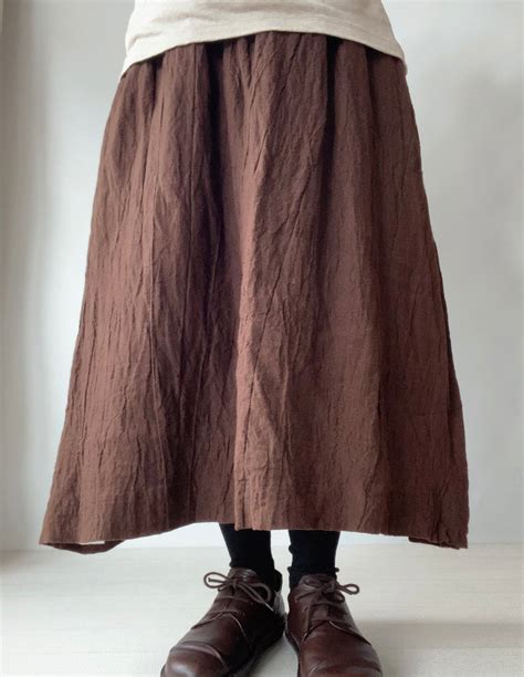 Ichi Antiquite S Linen Skirt Brown Miel Jp