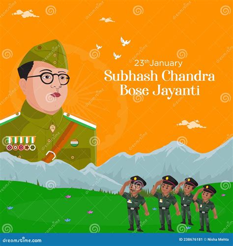 Netaji Subhash Chandra Bose Jayanti Banner Design Cartoon Vector