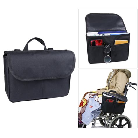 Wheelchair Armrest Pouch Organizer Bag For Side Chair 3 Pocket Arm Rest Storage Accessories