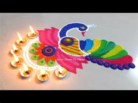 Easy Peacock Rangoli Design For Diwali Rangoli Designs For Diwali