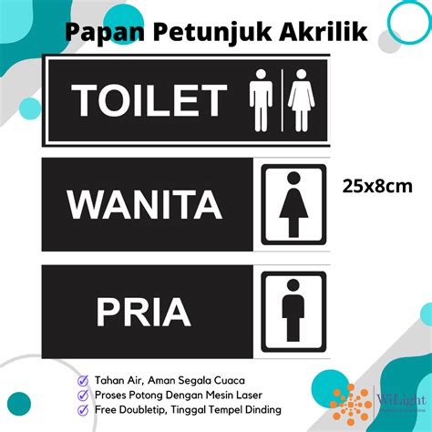 Jual Papan Akrilik Petunjuk Toilet Akrilik Tulisan Toilet Signboard