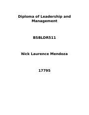 17795 BSBLDR511 Task 2 Docx Diploma Of Leadership And Management