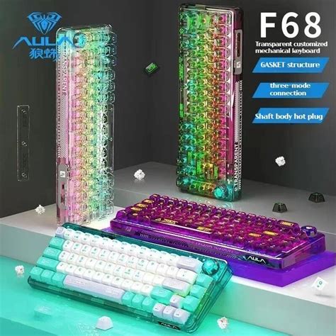 Aula F Compact Transparent Wireless Mechanical Keyboard Rgb