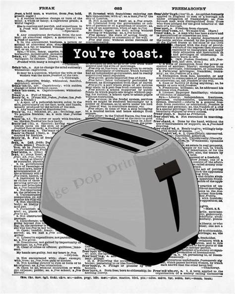 Toaster Humor Art Print 8 X 10 Dictionary Page Youre Toast Funny