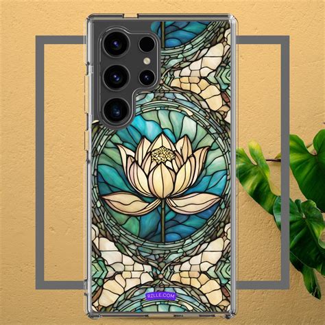 Samsung Galaxy Phone Case Lotus Flower Stained Glass Handmade Clear