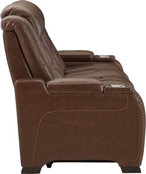 Ashley The Man Den Power Reclining Sofa Mahogany Brown