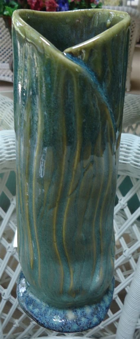 Handbuilt Carved Vase Reglazed Pottery Handbuilding Pottery