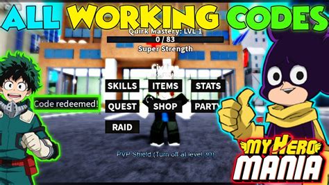 Code My Hero Mania All New Working Codes Youtube