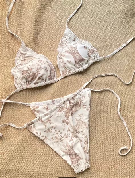 Womens Triangle Bikini White Bikini Y2K Bikini Y2K Bikinis Etsy