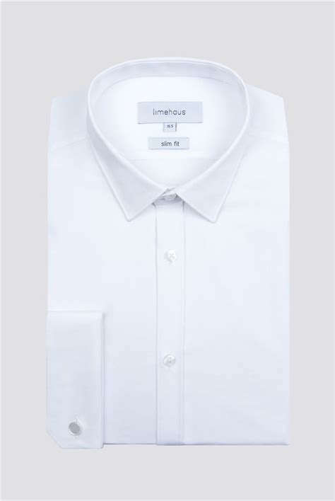 Limehaus White Stretch Double Cuff Poplin Shirt Suit Direct