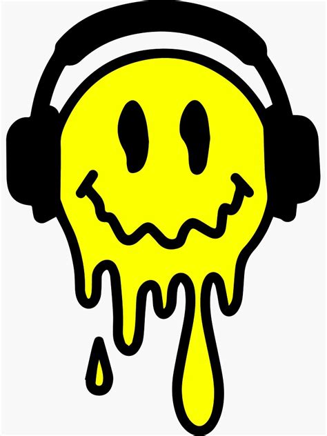 Yellow Drippy Smiley Face Sticker For Sale By Piachoi Redbubble