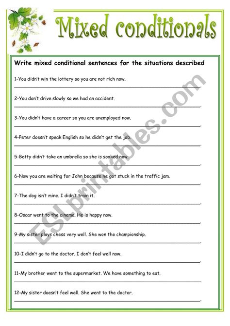 Mixed Conditionals Esl Worksheet By Carballada