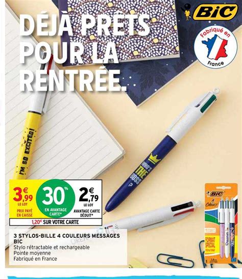 Promo Stylos Bille Couleurs Messages Bic Chez Intermarche Hyper