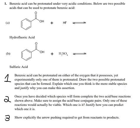 Solved Benzoic Acid Can Be Protonated Under Very Acidic Conditions