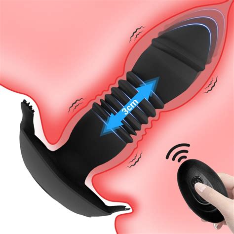 Control remoto Dildo telescópico Vibrador Anal Plug Butt Plug