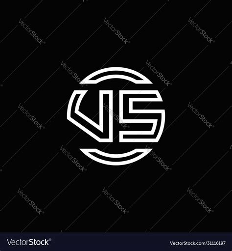 Vs Logo Monogram With Negative Space Circle Vector Image