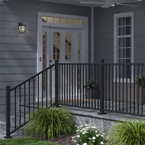 Weatherables Classic Square 3 Ft H X 70 12 In W Textured Black Aluminum Stair Railing Kit Wbr