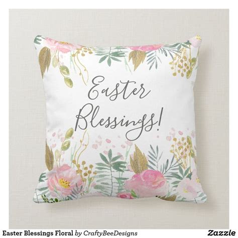 Easter Blessings Pink And Gold Floral Throw Pillow In 2021 Floral Throw Pillows