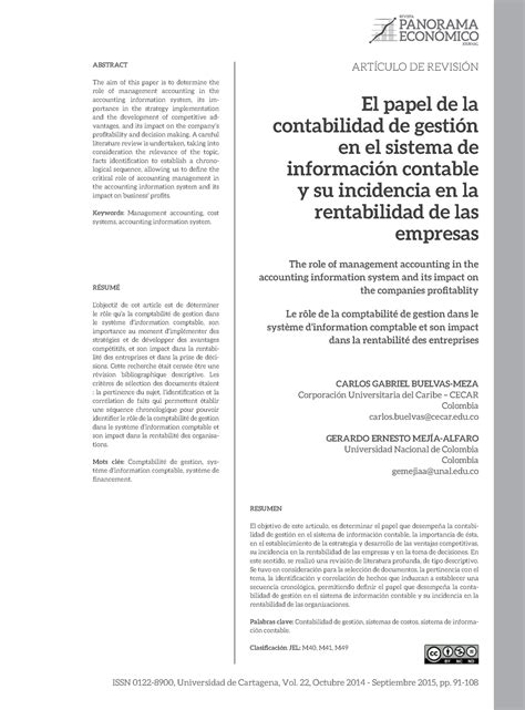 El Papel De La Contabilidad De Gestion En El Siste ISSN 0122 8900