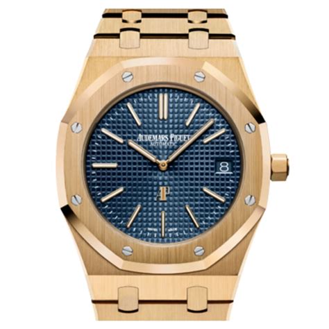 Audemars Piguet Royal Oak Yellow Gold Extra Thin Blue Dial For Sale Uk