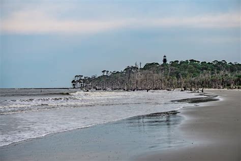 Hunting Island Beach and Lighthouse in South Carolina Stock Image - Image of vacation, getaway ...